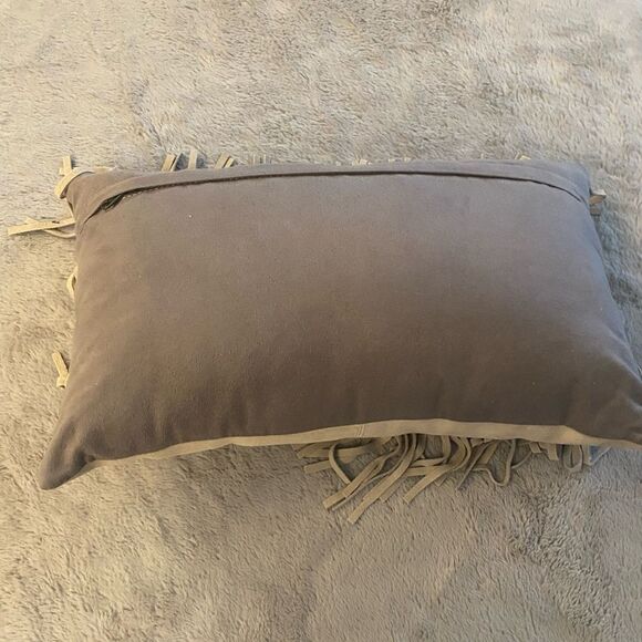 Z Gallerie real leather decorative pillow, 19x10 inches - Picture 4 of 5